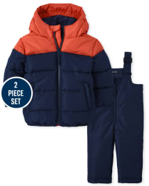 Ensemble de neige 2 pièces à blocs de couleurs pour tout-petits garçons
