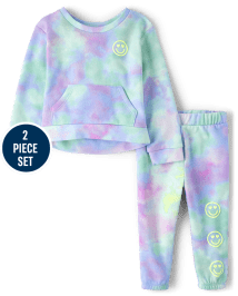 Toddler Girls Rainbow Tie Dy Sweatshirt And Fleece Knit Jogger