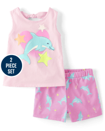 Toddler Girls Dolphin 2-Piece Outfit Set