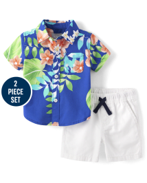 Baby Boys Matching Family Short Sleeve Tropical Button Up Shirt And Jogger Pants 2 Piece Outfit Set SIMPLYWHT The Children s Place CA