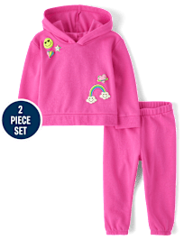 Toddler Girls Rainbow Fleece 2-Piece Outfit Set