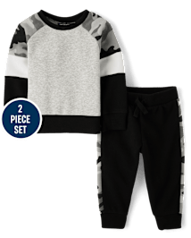 Baby And Toddler Boys Camo Colorblock Fleece 2-Piece Outfit Set