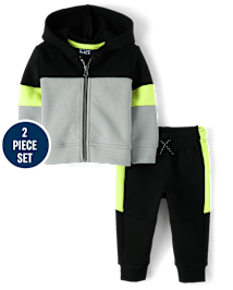 Baby And Toddler Boys Colorblock Scuba 2-Piece Outfit Set