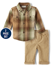 Baby Boys Matching Family Plaid 2-Piece Outfit Set