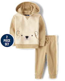 Baby And Toddler Boys Active Long Sleeve Polar Bear Fleece Hoodie And Jogger Pants 2 Piece Outfit Set SIERRA TAN The Children s Place CA