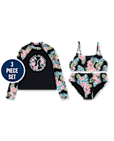 Girls Hurley Tropical 3-Piece Swimsuit