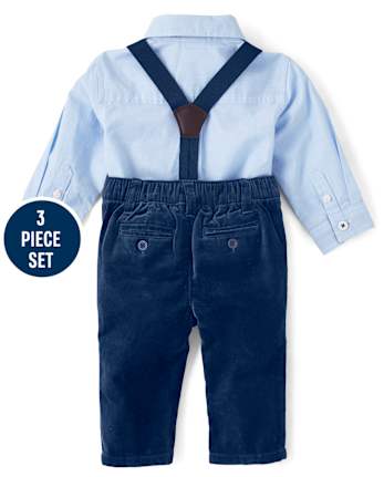 Baby Boys Button Up Bodysuit And Dress Pants Set - Family Celebrations Green