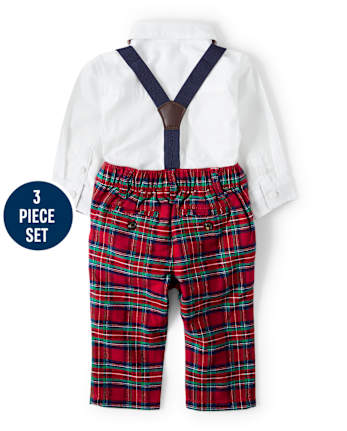 Baby Boys Button Up Bodysuit And Dress Pants Set - Family Celebrations Red