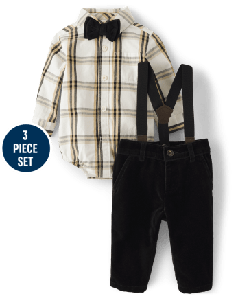 Baby Boys Plaid 3-Piece Outfit Set- Winter Wonderland