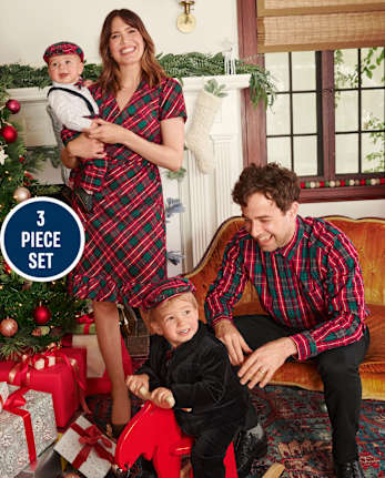 Baby Boys Matching Family Plaid 3-Piece Outfit Set- A Royal Christmas