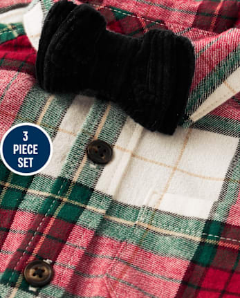 Baby Boys Matching Family Plaid Outfit Set - Christmas Cabin