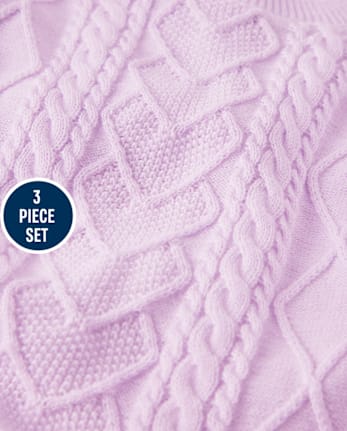 Baby Girls Cable Knit Sweater 3-Piece Outfit Set - Homegrown by Gymboree