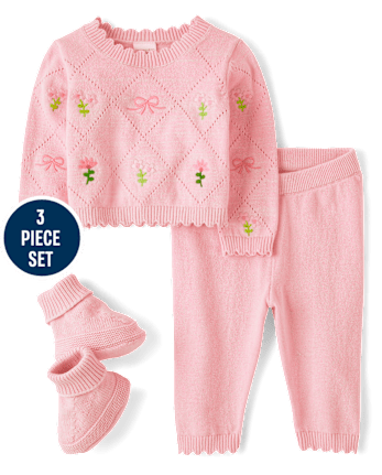 Baby Girls Embroidered Sweater 3-Piece Outfit Set - Homegrown by Gymboree