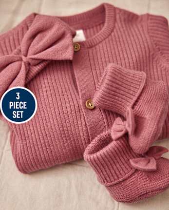 Baby Girls Ribbed Sweater Romper 3-Piece Outfit Set - Homegrown by Gymboree
