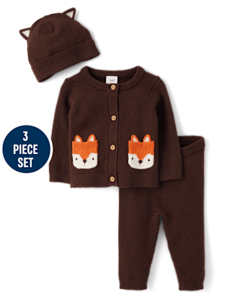 Baby Fox Sweater Cardigan 3-Piece Outfit Set - Homegrown by Gymboree