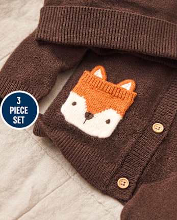 Baby Fox Sweater Cardigan 3-Piece Outfit Set - Homegrown by Gymboree