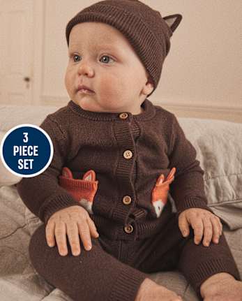 Baby Fox Sweater Cardigan 3-Piece Outfit Set - Homegrown by Gymboree