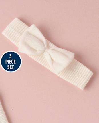 Baby Girls Hello KittyÂ® Embroidered Floral Pointelle 3-Piece Sweater Set