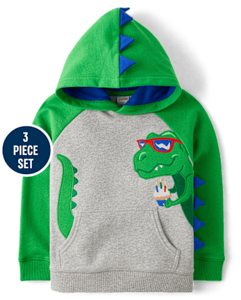 Boys Embroidered Dino 3-Piece Outfit Set - Birthday Boutique