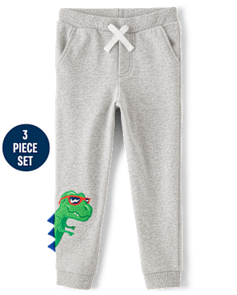 Boys Embroidered Dino 3-Piece Outfit Set - Birthday Boutique