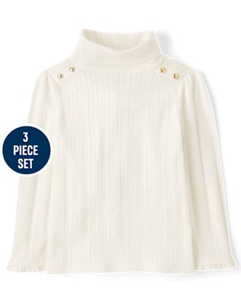 Ensemble 3 pièces cardigan en maille torsadée avec nœud pour fille - Campus Cuties