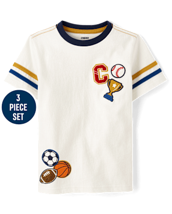 Boys Embroidered Varsity Cardigan 3-Piece Outfit Set - Campus Cuties