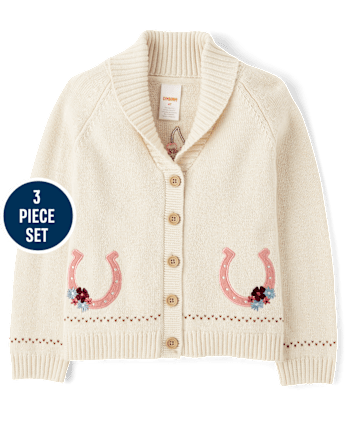 Girls Embroidered Horse 3-Piece Outfit Set - Highland Hills