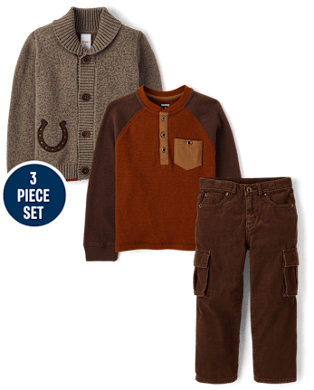 Boys Embroidered Horse 3-Piece Outfit Set - Highland Hills
