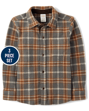Boys Plaid 3-Piece Outfit Set - Highland Hills