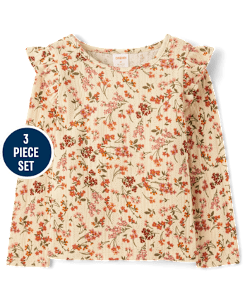 Girls Embroidered Floral 3-Piece Outfit Set - Highland Hills