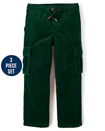 Boys Crochet Holiday Shawl Cardigan 3-Piece Outfit Set - Royal Christmas