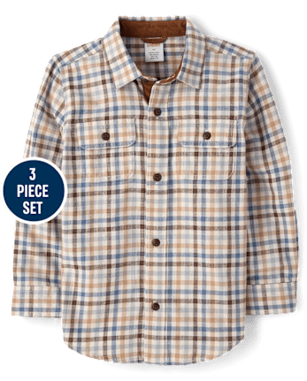 Boys Gingham 3-Piece Outfit Set - First Frost