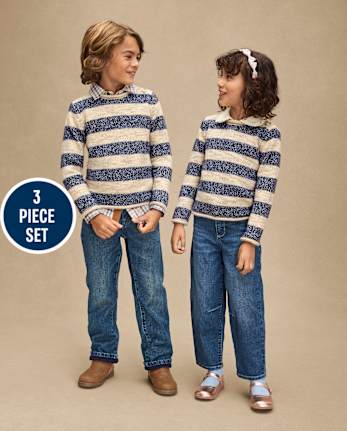 Boys Gingham 3-Piece Outfit Set - First Frost