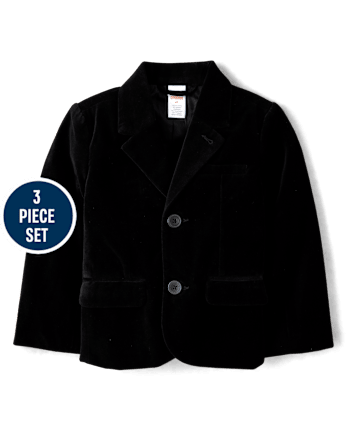 Boys Velvet Suit 3-Piece Outfit Set - Royal Christmas