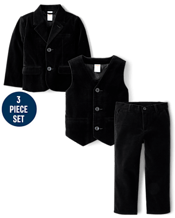 Boys Velvet Suit 3-Piece Outfit Set - Royal Christmas