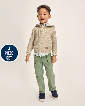 Boys Garment Dyed 3-Piece Outfit Set - Driftwood Bay