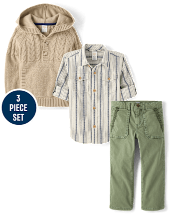 Boys Garment Dyed 3-Piece Outfit Set - Driftwood Bay