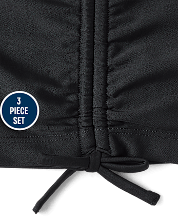 Tween Girls Floral Ruched 3-Piece Swimsuit