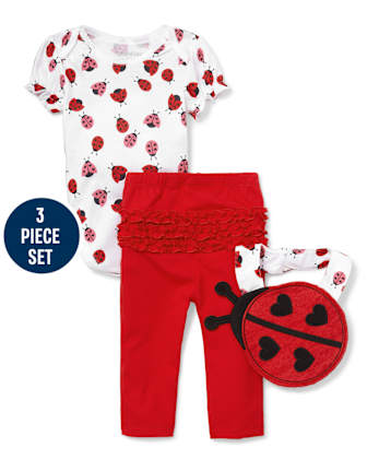 Baby Girls Lady Bug 3-Piece Playwear Set