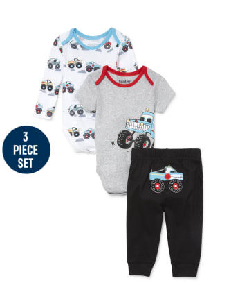 Baby Boys Monster Truck 3-Piece Playwear Set