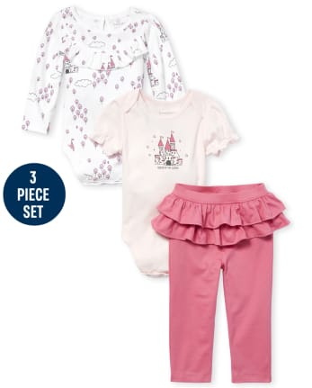 Baby Girls Castle 3-Piece Playwear Set
