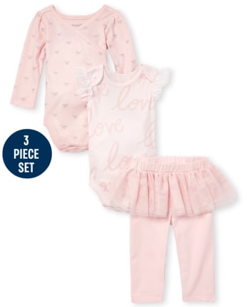 Baby Girls Love Ballerina Playwear Conjunto de 3 piezas