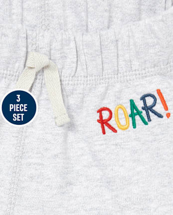 Conjunto de ropa de juego de 3 piezas Dino para bebés niños