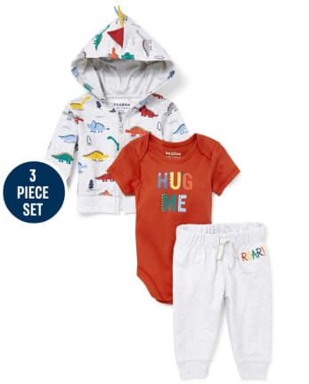 Conjunto de ropa de juego de 3 piezas Dino para bebés niños