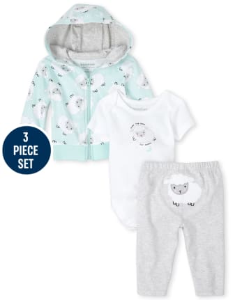 Conjunto unisex de 3 piezas Take Me Home de ovejas para bebé