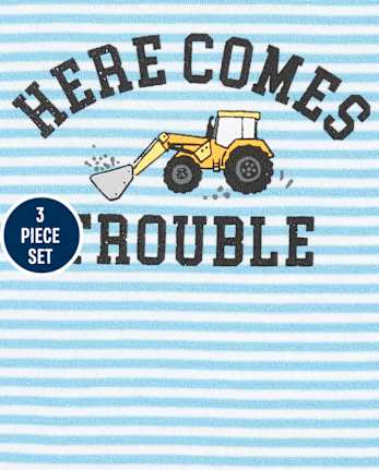 Baby Boys Construction Trouble 3-Piece Playwear Set