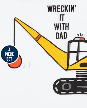 Baby Boys Construction Trouble 3-Piece Playwear Set