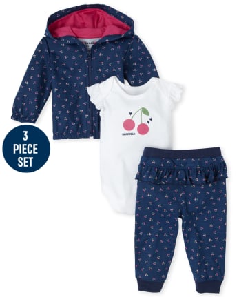 Baby Girls Cherry 3-Piece Playwear Set