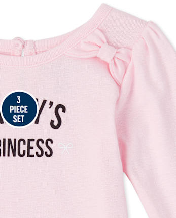 Baby Girls Mommy And Daddy 3-Piece Playwear Set