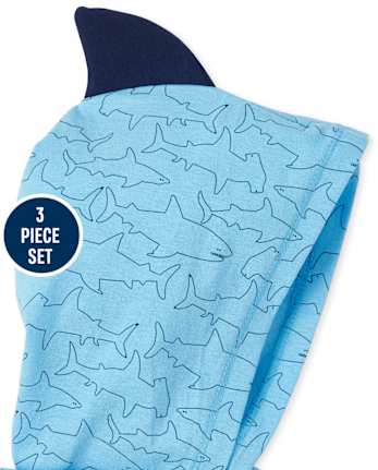 Conjunto de ropa de juego de 3 piezas Shark para bebés niños